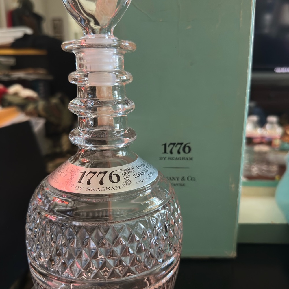 Tiffany & Co. Silver Decor Accent with Crystal Bottle and Faceted Stopper